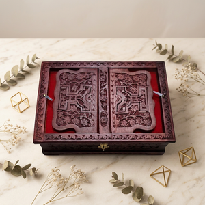 Soporte Plegable de Madera para Libros Sagrados, Hecho a Mano, Tradicional, Antiguo, con Diseño Tallado, Caja de Almacenamiento para Lectura Religiosa - Product Image 1