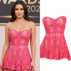 Corset Lingerie Rose Vif Personnalisé de Haute Qualité avec Armatures en Acier, Dentelle Florale et Maille, Fermeture Avant à Busc - Product Image 6