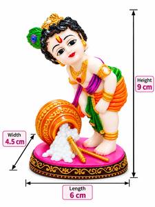 Ídolo de Bal Krishna en Poliresina, Makhan Chor Murti con Recipiente para Mantequilla, para Decoración del Hogar, Mandir o Tablero del Automóvil - Product Image 4