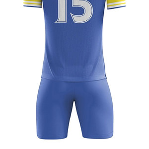 Maillot de football unisexe bleu jaune blanc en polyester respirant pour adulte, service OEM personnalisé, détection par aiguille - Product Image 5