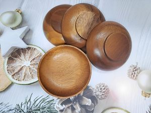 Bol en bois rond en acacia pour olives, condiments, sauces, noix, bonbons, fruits, apéritifs, collations, style calebasse, bol de service - Product Image 3