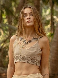 Boho Linen Crop <b>Top</b> Hand Block Printed Tribal Geometric Pattern <b>Festival</b> Clothing Women Ethnic Summer Halter Sleeveless <b>Top</b> - Product Image 1
