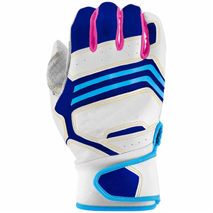 Guantes de Bateo de Béisbol de Cuero Genuino de Alta Calidad, Puño Corto, Transpirables, Ambidiestros, Cierre de Gancho y Bucle, Azul, Rosa, Amarillo - Product Image 3