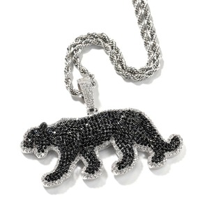 Colgante Pantera Negra de Plata 925 con Baño de Rodio y Moissanita, Collar de Lujo con Temática Animal, Estilo Hip Hop Rapper Bling - Product Image 4