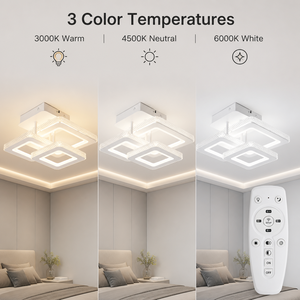 Modern Square LED Ceiling <b>Light</b> With Remote Control Dimmable Tri Color Iron Acrylic For Bedroom Living Room <b>Dining</b> Room - Product Image 2