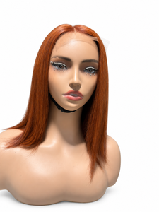 Wholesale Copper Auburn Straight Human Hair French Lace Front <b>Wig</b> HD Lace 100% Density <b>Long</b> Length Small for Women Custom Color - Product Image 1