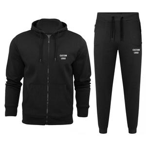 Survêtement à capuche vert foncé pour homme, manches longues, fermeture éclair, poches latérales, coupe classique, vêtements de sport décontractés d'automne, logo personnalisé - Product Image 2