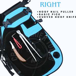 Kit de herramientas de herrador con delantal de cuero, bolsillos para pezuñas, extractor de clavos, alicates para pezuñas, lima raspadora de doble cara, cuchillo curvo para pezuñas y herramienta de recogida roja - Product Image 5