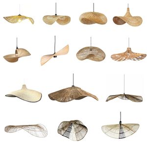 Abat-jour en bambou à bordure profilée pour luminaires de plafond, abat-jour en jute pour salons avec lampes en rotin - Product Image 1