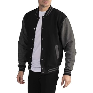 <b>Mens</b> Varsity <b>Jacket</b> Cotton Fleece <b>Leather</b> Sleeve New Design Baseball <b>Jacket</b> Outerwear for Winter Casual or Team Uniform Use - Product Image 3