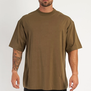 Low Price Plus Size Men's T-Shirts 100% Organic Cotton Casual Knitted Letter Pattern Breathable Anti-Wrinkle Gym Wear Wholesale - Product Image 1