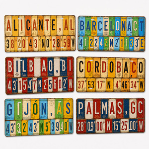 <span class=keywords><strong>Plaque</strong></span> Métallique Vintage Style Urbain Espagnol, <span class=keywords><strong>D</strong></span>écoration Murale Rustique Rétro pour Bar et Garage - Product Image 1