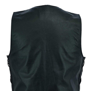 Men's PU <b>Leather</b> <b>Vest</b> Moto <b>Biker</b> Style V-Neck Button Closure Solid Color Autumn Outer Wear Regular Fit - Product Image 2