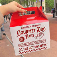 Cajas Premium Personalizadas para Llevar Hot Dogs Rojas y Blancas con Asa y Fundas Individuales para Empaque Gourmet