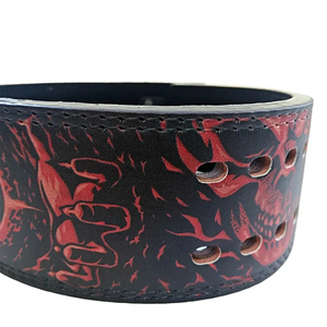 Cinturón de Levantamiento de Pesas Ajustable de Cuero Vacuno con Diseño de Calavera para Fisicoculturismo, Ajuste Universal, Capacidad de Carga de 15 lb - Product Image 6