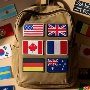 Écussons brodés thermocollants à velcro (autocollants à crochets et boucles) avec drapeaux de pays, 5*3cm et 7.6*5cm, certifiés CE, à dos tissé - Product Image 4