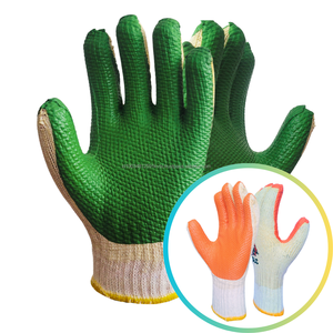 Cómodos y duraderos guantes de Palma de goma verde naranja calibre 7 antiestáticos antiimpacto para jardinería, agricultura, tareas agrícolas - Product Image 1