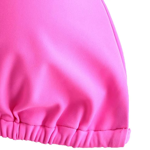 Women Solid Color Ribbed Bikini Set Criss <b>Cross</b> Back <b>Top</b> High Cut Bottom Sexy Two Piece Swimwear Wholesale - Product Image 6