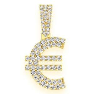 Pendentif personnalisé en or massif 10 carats avec symbole de l'euro et diamant naturel véritable, collier hip-hop personnalisable pour homme et femme, idée cadeau pour lui. - Product Image 4