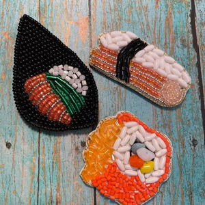 <b>Yellow</b> and green beaded keychain bead embroidery handmade seed beads embroidery bag charms with festival design keychain - Product Image 1