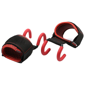 Coated Metal & Cotton Gym Lifting Hooks Pair with Non-Slip Coating Adjustable Wrist <b>Straps</b> for Powerlifting Strength Training - Product Image 2