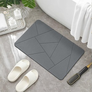 Modern Geometric Microfiber Bath <b>Mat</b> Rectangle Scalloped Pattern Non-Slip Grey Home <b>Bathroom</b> Rug Thin Machine Washable - Product Image 6