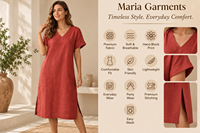 Gaun Midi Wanita Katun Linen Polos Harian V-Neck Tanpa Lengan Musim Panas Longgar dengan Belahan Samping Kasual Pemasok Grosir OEM ODM