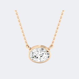 Collier solitaire ovale 7.00 CTW serti clos avec diamant de laboratoire, plaqué or 9 carats, certifié IGI, bijoux de luxe - Product Image 3