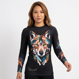 Camiseta de Manga Larga para Mujer con Estampado Geométrico de Lobo, Secado Rápido, Spandex y Poliéster - Product Image 2