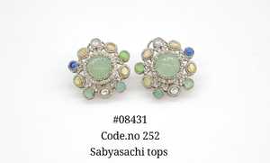Boucles d'oreilles créoles 08431 en zircon cubique, pierre doublet magique, plaqué Mehandi, pierres multicolores, tendance pour femme, pour mariage et soirée - Product Image 3