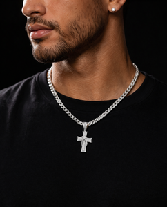 Collar con Colgante de Cruz de Diseño Hip Hop para Hombre, con Diamantes Incrustados, Oro 10K 14K, Plata, Joyería Religiosa - Product Image 5