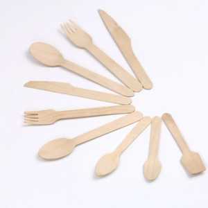 Juego de Cubiertos Desechables Ecológicos de Madera, 100% Madera de Abedul Natural Compostable, Tenedor, Cuchara y Cuchillo para Fiestas y Eventos - Product Image 4