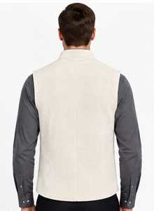 Men's Corduroy <b>Vest</b> Mandarin Collar Button Closure Full <b>Sleeve</b> - Product Image 6