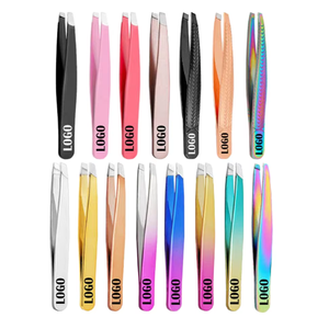 Juego de Pinzas para Cejas de Acero Inoxidable, Profesional, Personalizable, Reutilizable, Duradero, con Punta Plana y Inclinada, Venta al Por Mayor de Fábrica - Product Image 1