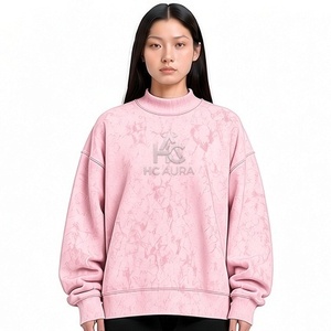 Sudadera Oversize de Felpa/Algodón con Lavado Ácido, Cuello Alto Simulado, Hombros Caídos, Color Negro, Premium, Estilo Urbano de Invierno, Más Vendida - Product Image 1