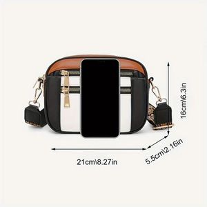 Bolso Bandolera Multicompartimentos Hecho a Mano para Mujer, Correa Ajustable, Herrajes Dorados, Cierre de Cremallera - Product Image 2