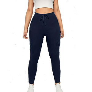 Wholesale Women's Casual Breathable Anti-Wrinkle Plain Dyed <b>Overalls</b> High Waist Full Length Pants - Product Image 1