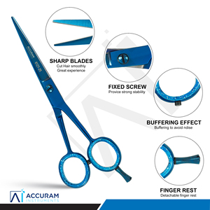 Tijeras de Peluquería Profesionales Accuram, Ecológicas, Reutilizables, de Acero Inoxidable, con Filo de Cuchilla, para Salón de Belleza, Corte y Estilismo de Cabello - Product Image 2