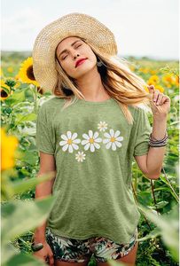 Camiseta de Mujer con Estampado Gráfico Moderno, Camiseta Informal de Algodón, Top de Manga Corta Elegante, Tejido Transpirable, Ropa de Verano para Mujer - Product Image 4