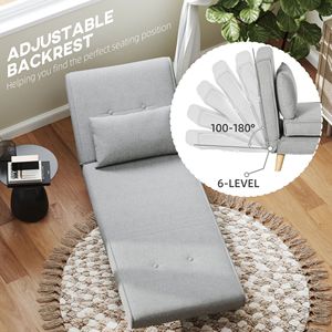 Divano Letto 2-in-1 Grigio con Schienale Regolabile, Braccioli Pieghevoli e Contenitore, Imbottitura in Schiuma per Soggiorno - Product Image 5