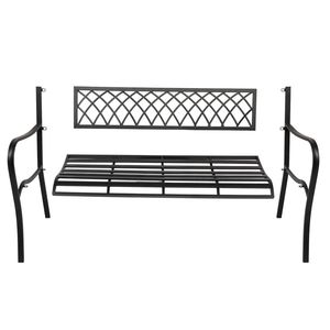 Spedizione Gratuita Panca da Esterno con Telaio in Ferro da 47 Pollici per Patio, Parco e Giardino Nera YJ - Product Image 3
