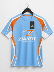 ZIAKOT industry Nouveau design T-shirt de performance personnalisé pour homme bleu clair orange-blanc - Product Image 1