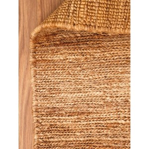 Tapis rectangulaire tressé fait main en jute, motif géométrique, avec envers antidérapant en jute, réversible, adapté aux animaux domestiques, à poils ras, pour salon et pique-nique - Product Image 5