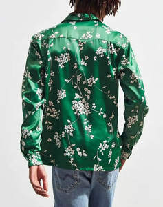 เสื้อเชิ้ตผ้าไหมซาตินคุณภาพสูง แขนยาว สำหรับผู้ชาย เหมาะสำหรับวันหยุดพักผ่อนชายหาด เสื้อลำลอง พิมพ์ลายผ้าไหมทั้งตัวแบบกำหนดเอง เสื้อฮาวายสำหรับผู้ชาย - Product Image 3