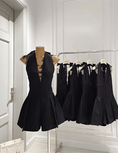 Vestidos de Mujer Originales Tejidos, Sólidos, Sexys y Elegantes, Casuales, Mini, Cuello en V, Corte en A, Sin Mangas, Ajustados, Transpirables, de Algodón, Poliéster y Materiales Naturales - Product Image 1