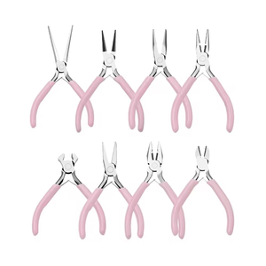 Stainless Steel Habi Industries Jewelry <b>Pliers</b> <b>Set</b> Pink Handle Precision Wire Cutters 4Pcs Jewelry Making Silver Gold Wire - Product Image 2
