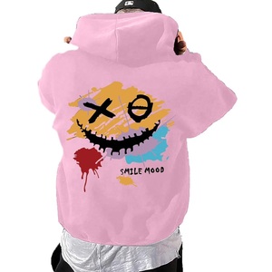 Men's Winter Oversized Hoodie Colorful Smile Print Streetwear Casual Sweatshirt Eco-Friendly <b>Back</b> Logo Design 100% Cotton French - Product Image 4