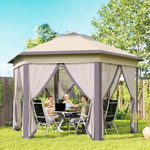 13 X 13 Hexagonal Pop-Up Gazebo Canopy 6 Zippered <b>Mesh</b> <b>Netting</b> for Patio Backyard Garden Wedding & Party Use - Product Image 2