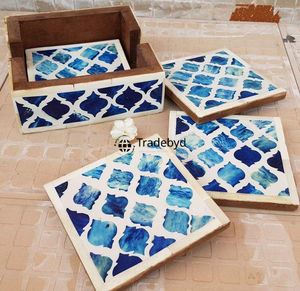 Sous-verre décoratif élégant en os incrusté de style designer Tradebyd - Product Image 2