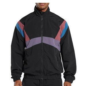 <b>Men</b> Color Blocked Racer <b>Jacket</b> Stand Collar Zip Up Windproof Elastic Waist Outdoor Windbreaker Custom Logo Softshell Outerwear - Product Image 1